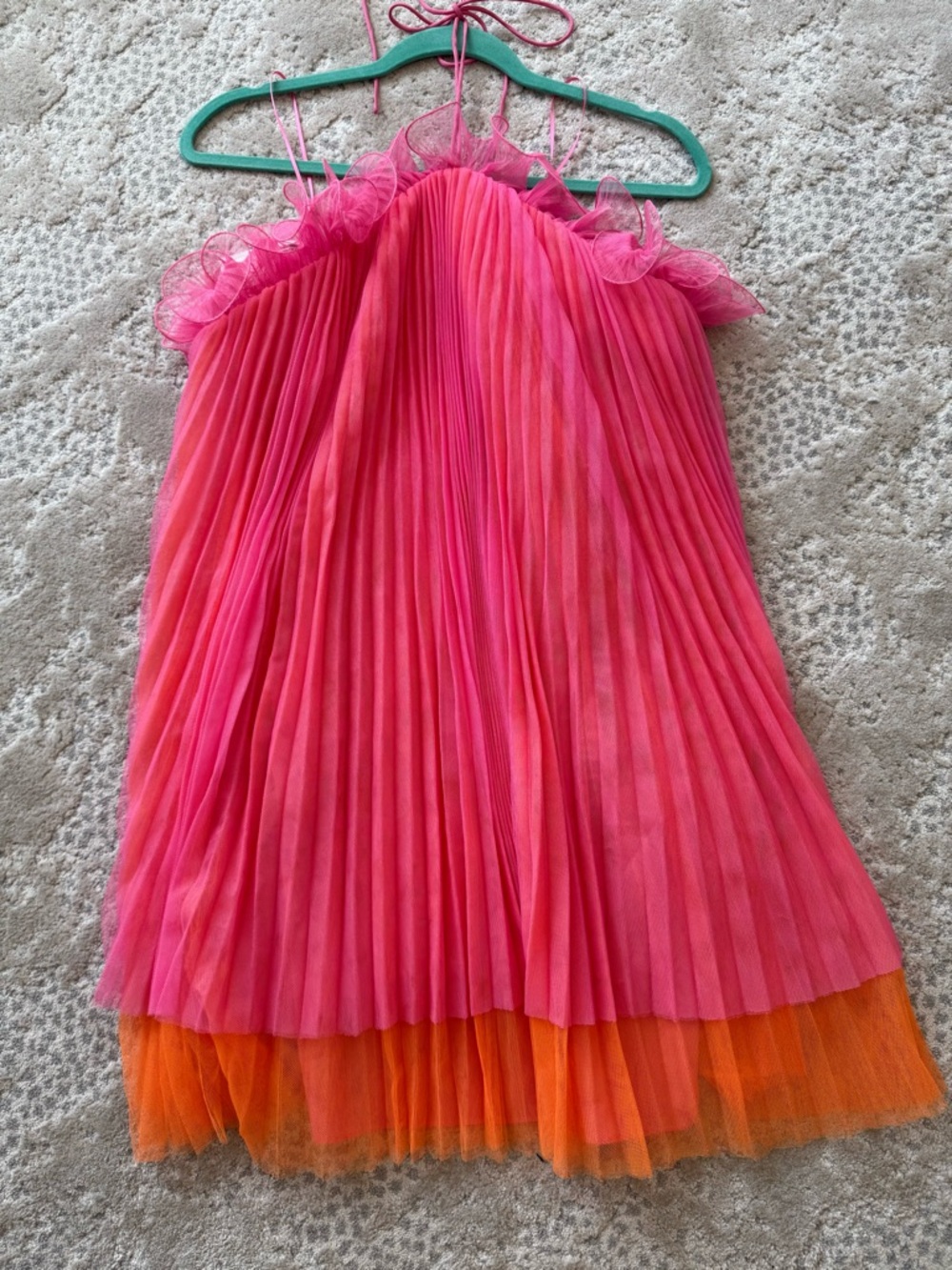 Amur~ Tate Halter Mini Tulle Dress **Pink Pleated Halter Dress